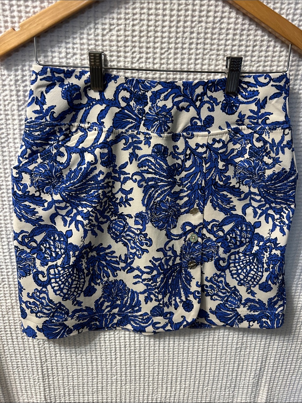 Lilly Pulitzer Blue & White Floral Jacquard Mini Skort